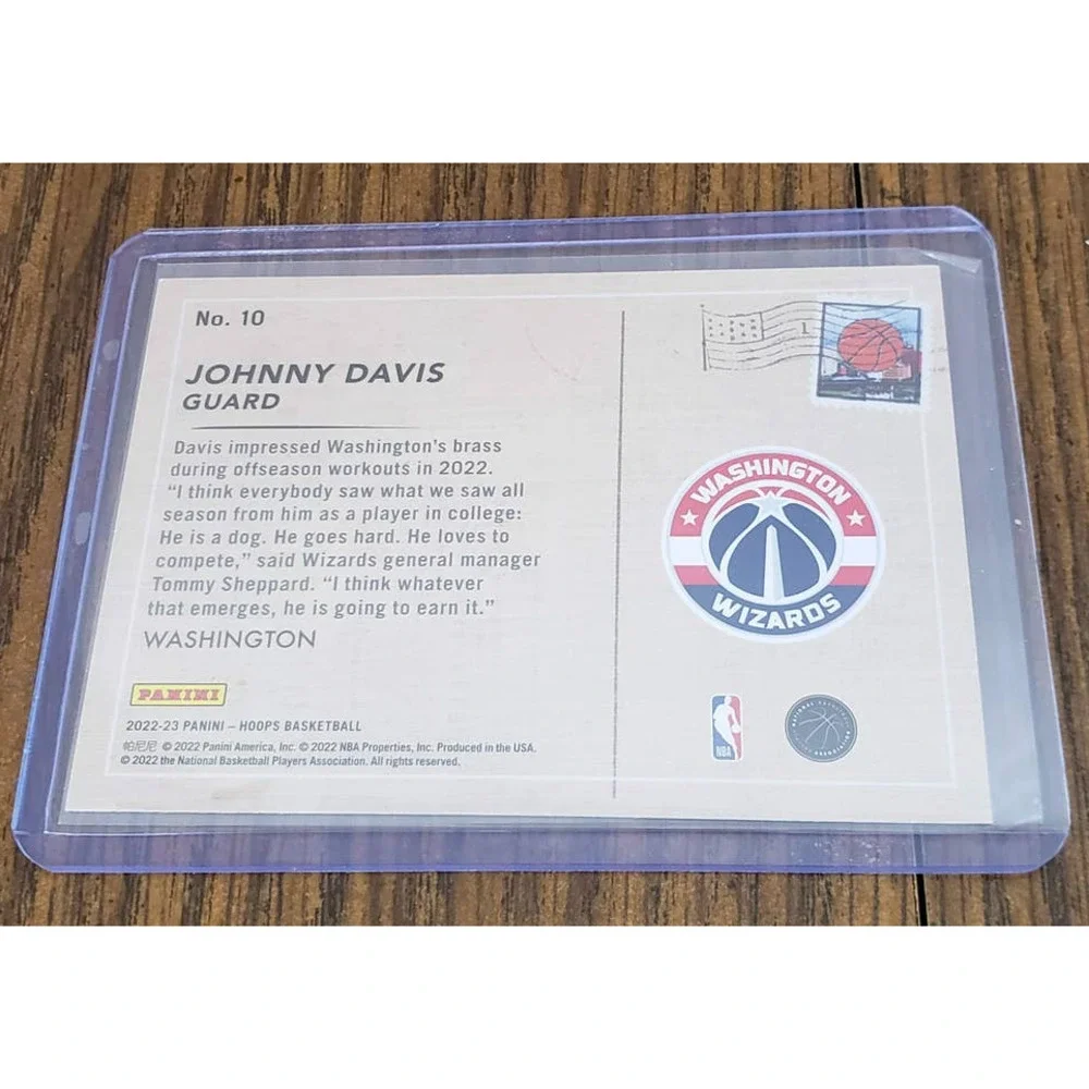 2022-23 Panini NBA Hoops Winter Johnny Davis Rookie Greetings Gold #10 Wizards - Picture 4 of 4